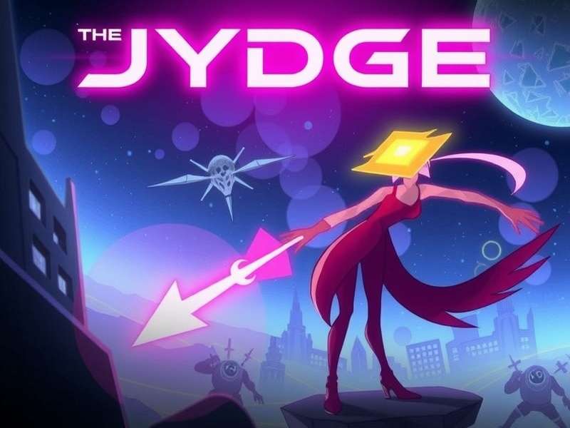 Cyberpunk cityscape with neon lights, representing Edenbyrg from Jydge