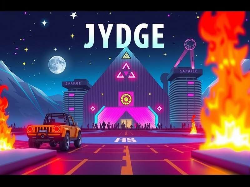 Cyberpunk cityscape at night representing Jydge's setting