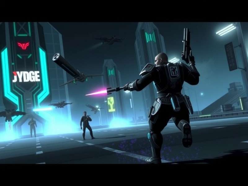 Jydge Xbox One Gameplay Screenshot - Cyberpunk Cityscape