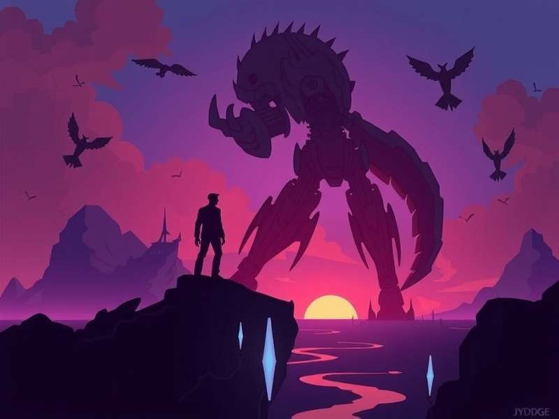 Jydge gameplay screenshot showing the cyborg judge fighting enemies in a neon city