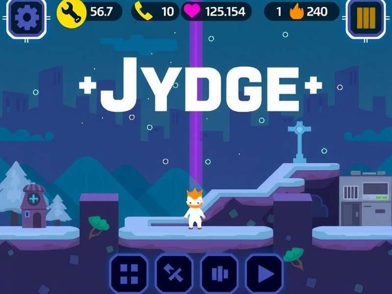 Jydge Android Gameplay Screenshot showing cyberpunk city and character