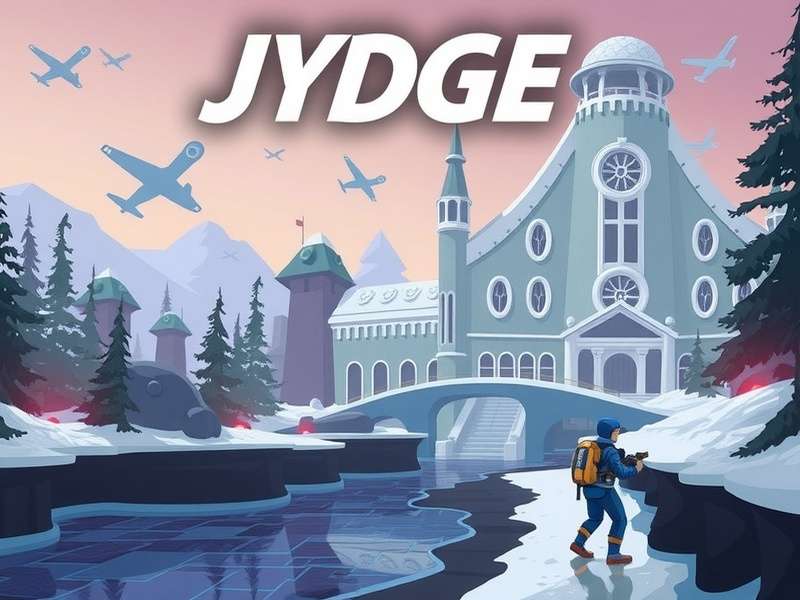 Jydge Steam gameplay screenshot showing the cybernetic judge in a neon-lit city