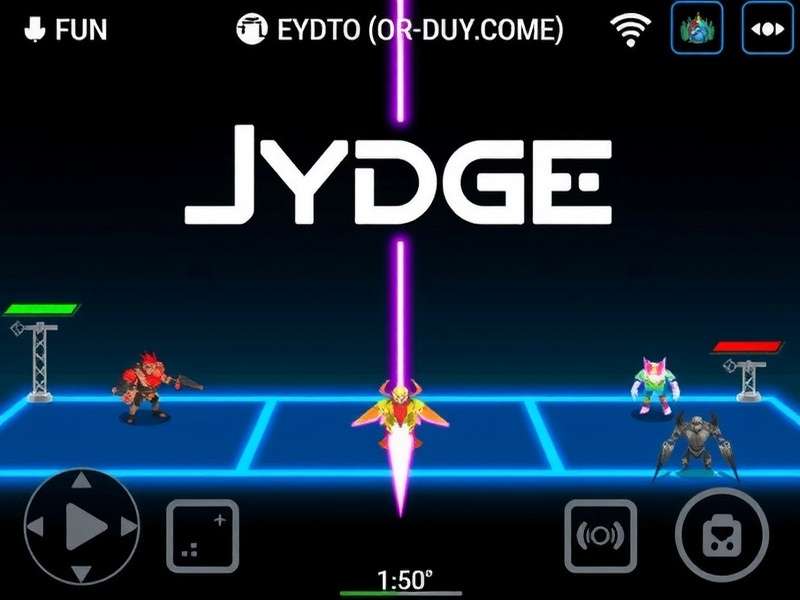 Jydge Android Store banner showing cyberpunk cityscape and the Judge character