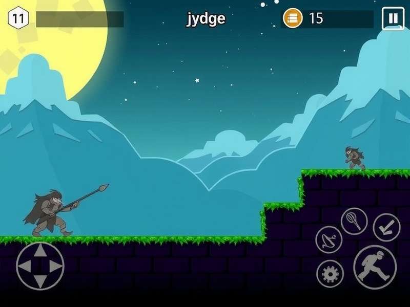 JYDGE Android gameplay screenshot showing cyberpunk streets of Arbor City with neon lighting and top-down combat view