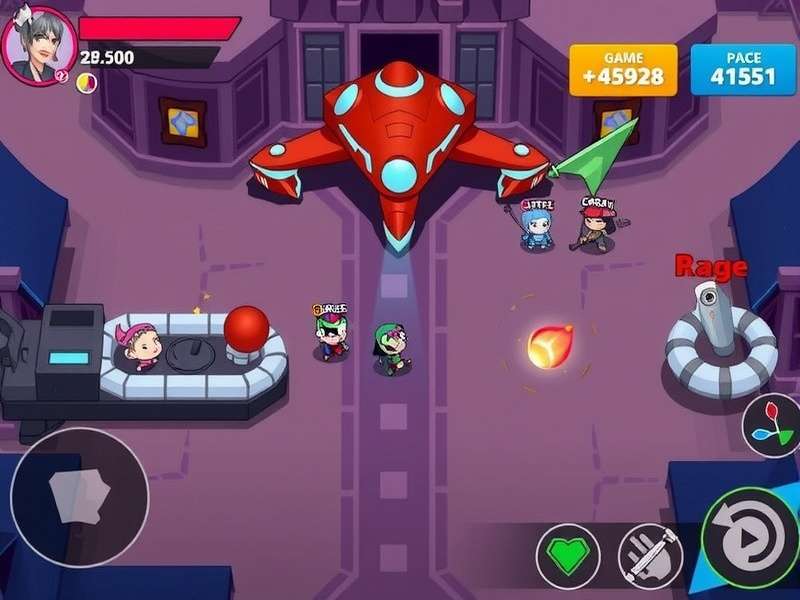 Jydge Apk – Cyberpunk top-down shooter action on Android device with neon-lit city backdrop