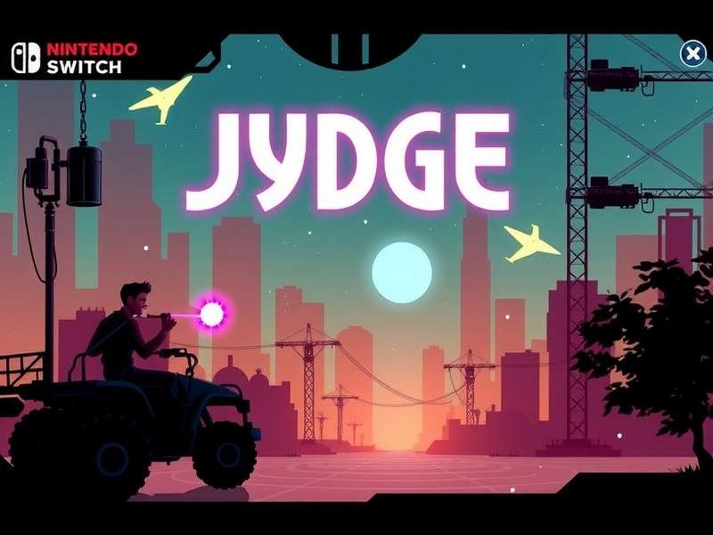 Jydge Nintendo Switch gameplay action scene with cyberpunk neon lighting