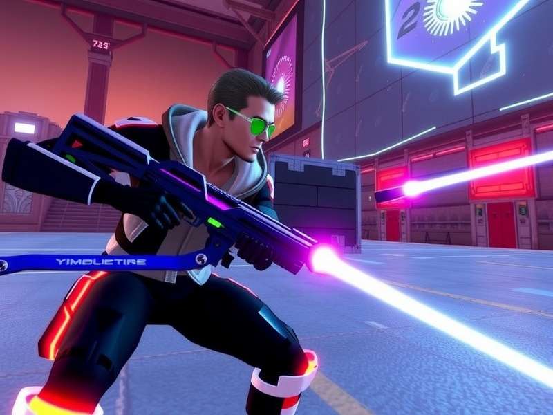 Jydge Xbox One gameplay screenshot showing cyberpunk city and police action
